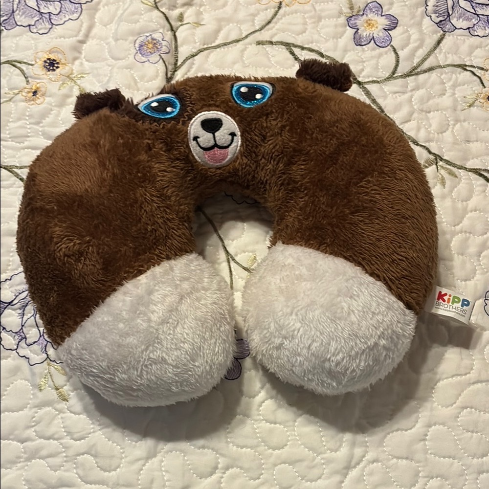 Kids Brown Dog Travel Neck Pillow- stuffed